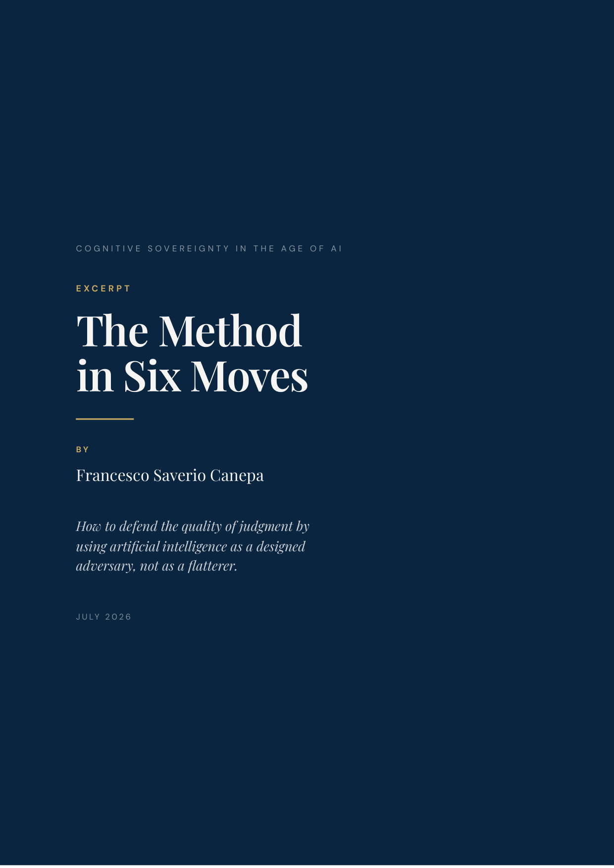 The Method in Six Moves — Excerpt — Francesco Saverio Canepa