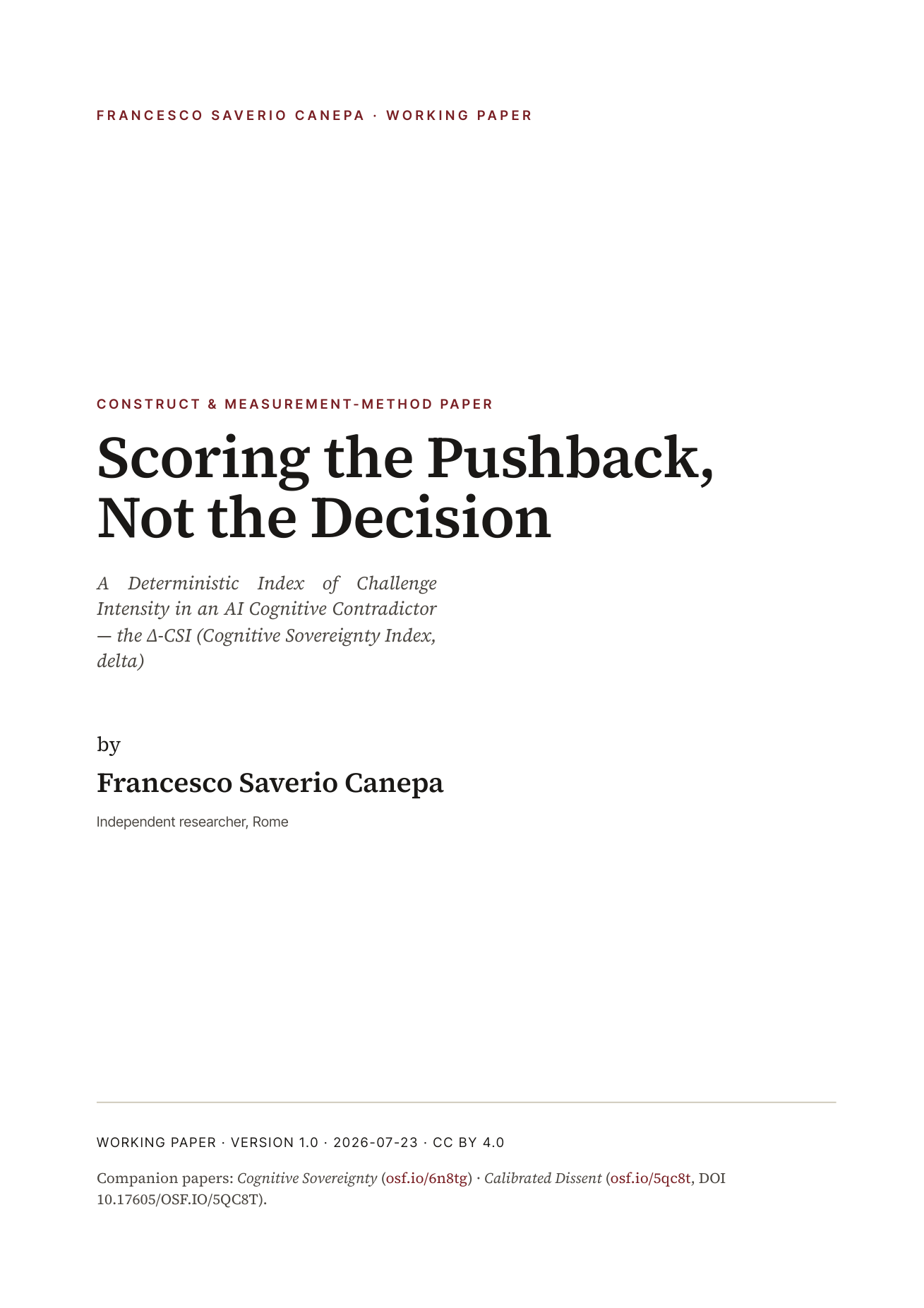 Cover: Scoring the Pushback