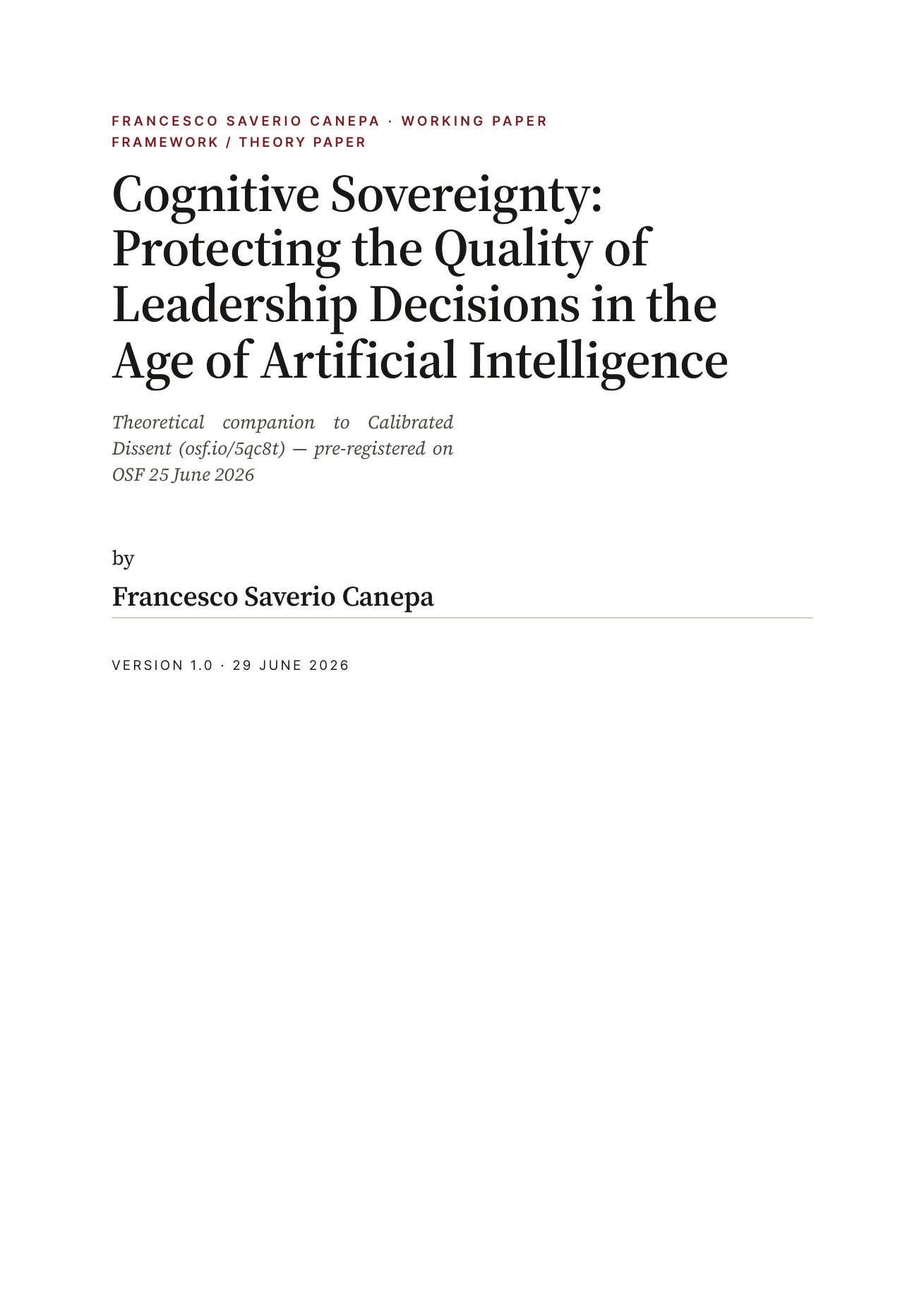 Copertina: Cognitive Sovereignty