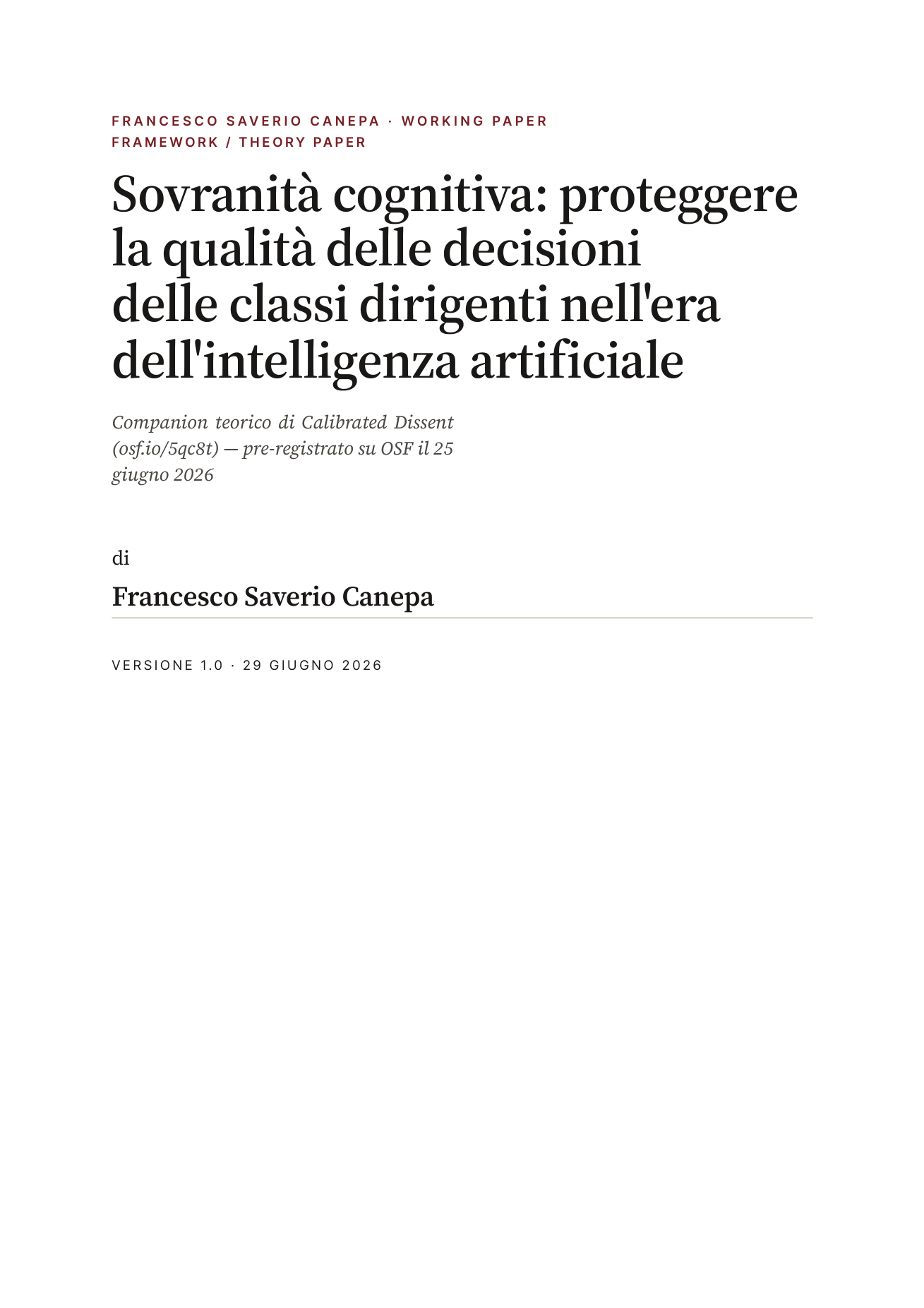 Copertina: Sovranità cognitiva